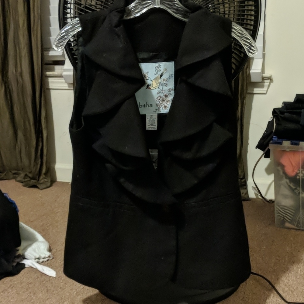 Tabitha for Anthropologie sleeveless black jacket